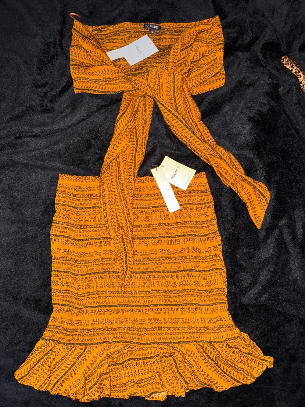 Forever 21 Mustard Yellow Patterned Smocked Top